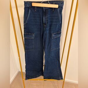 Ultra high wide leg cargo jean